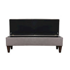 Banc de rangement long en bois, capitonné