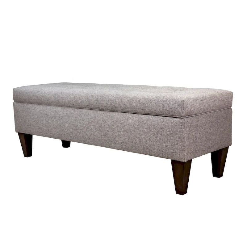Banc de rangement long en bois, capitonné
