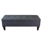 Banc de rangement long en bois, capitonné