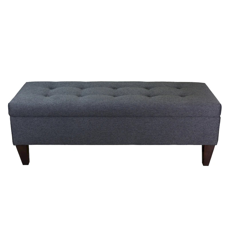 Banc de rangement long en bois, capitonné