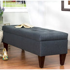 Banc de rangement long en bois, capitonné