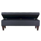 Banc de rangement long en bois, capitonné