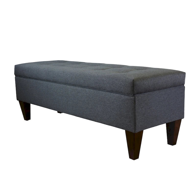 Banc de rangement long en bois, capitonné