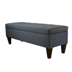 Banc de rangement long en bois, capitonné