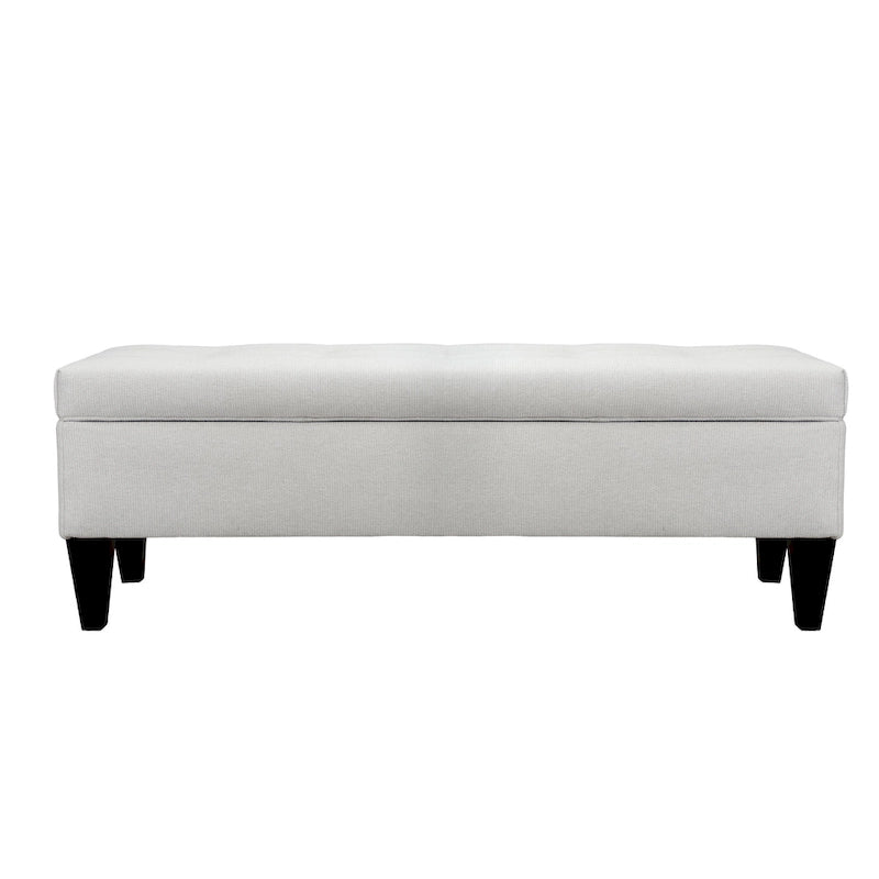 Banc de rangement long en bois, capitonné