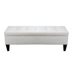 Banc de rangement long en bois, capitonné