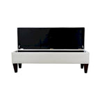 Banc de rangement long en bois, capitonné