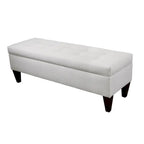 Banc de rangement long en bois, capitonné
