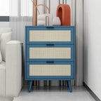 Table d'appoint en rotin à 3 tiroirs Noyer / Noir / Bleu / Naturel / Vert foncé – Utilisation par 1 personne