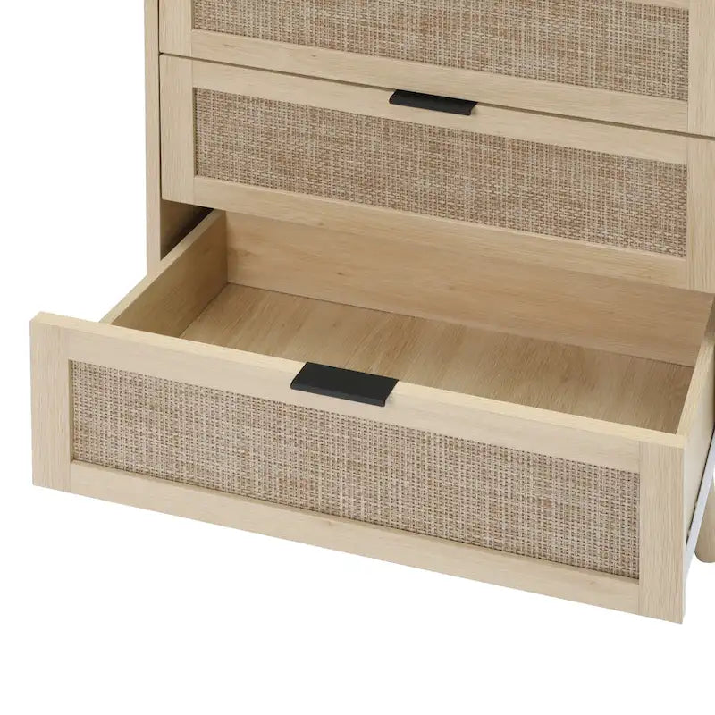 Table d'appoint en rotin à 3 tiroirs Noyer / Noir / Bleu / Naturel / Vert foncé – Utilisation par 1 personne
