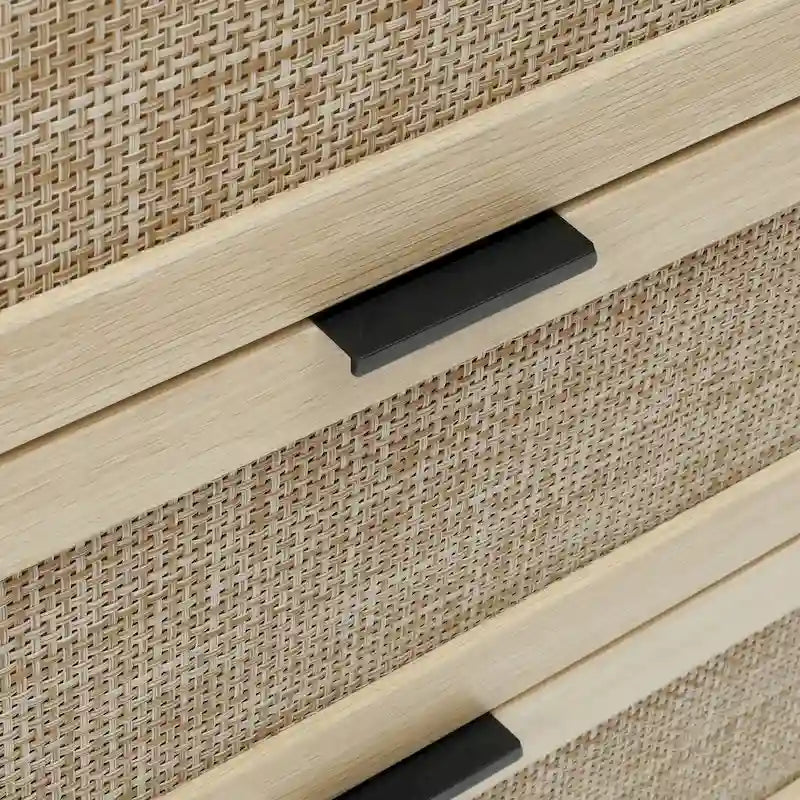 Table d'appoint en rotin à 3 tiroirs Noyer / Noir / Bleu / Naturel / Vert foncé – Utilisation par 1 personne