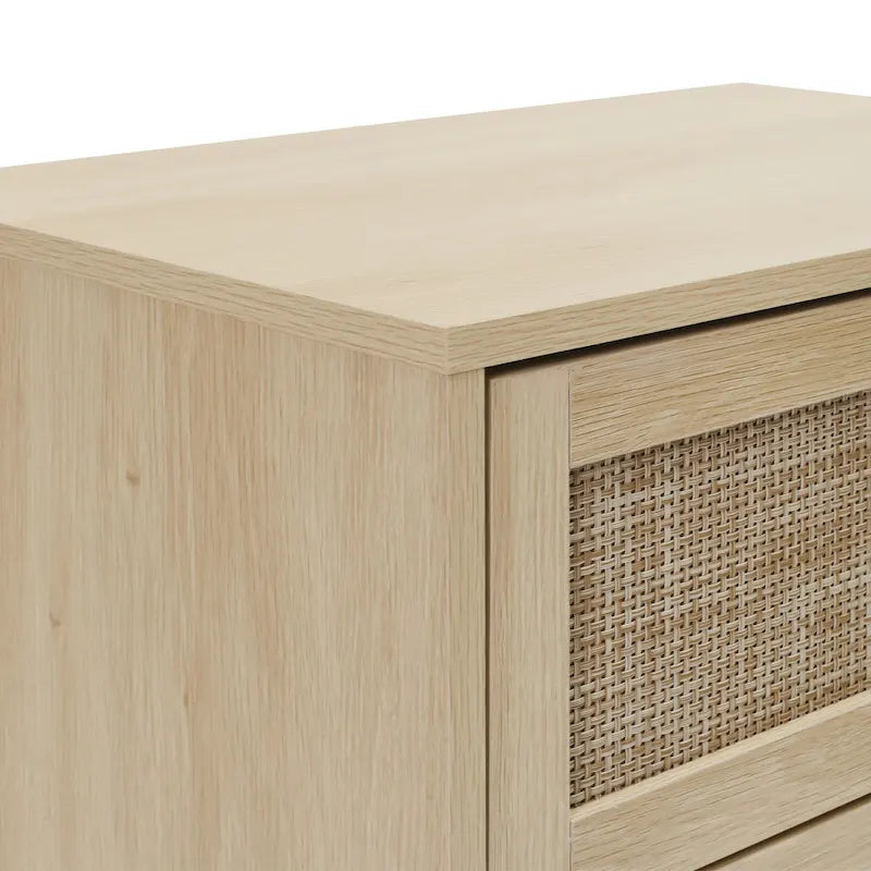 Table d'appoint en rotin à 3 tiroirs Noyer / Noir / Bleu / Naturel / Vert foncé – Utilisation par 1 personne