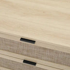 Table d'appoint en rotin à 3 tiroirs Noyer / Noir / Bleu / Naturel / Vert foncé – Utilisation par 1 personne