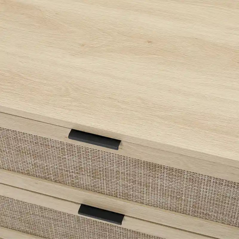 Table d'appoint en rotin à 3 tiroirs Noyer / Noir / Bleu / Naturel / Vert foncé – Utilisation par 1 personne
