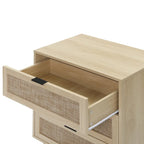 Table d'appoint en rotin à 3 tiroirs Noyer / Noir / Bleu / Naturel / Vert foncé – Utilisation par 1 personne