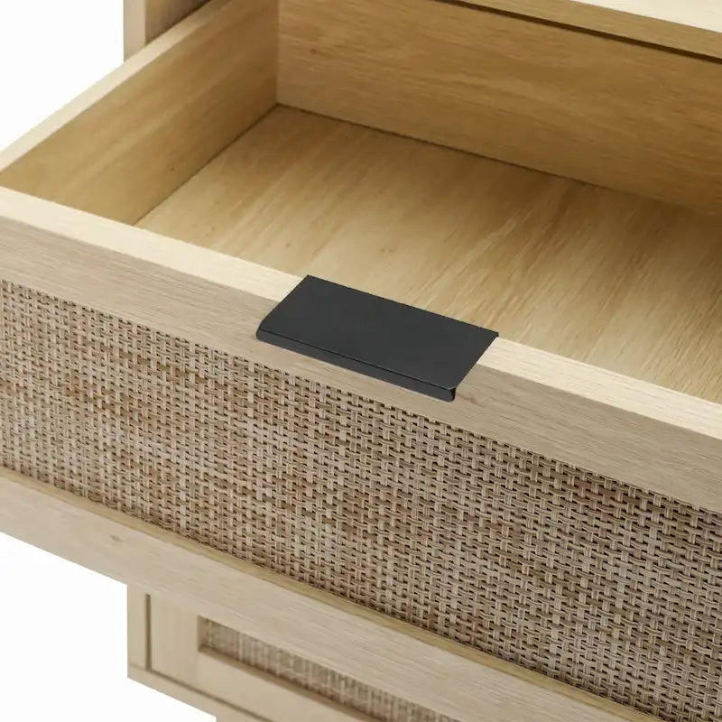 Table d'appoint en rotin à 3 tiroirs Noyer / Noir / Bleu / Naturel / Vert foncé – Utilisation par 1 personne