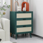Table d'appoint en rotin à 3 tiroirs Noyer / Noir / Bleu / Naturel / Vert foncé – Utilisation par 1 personne