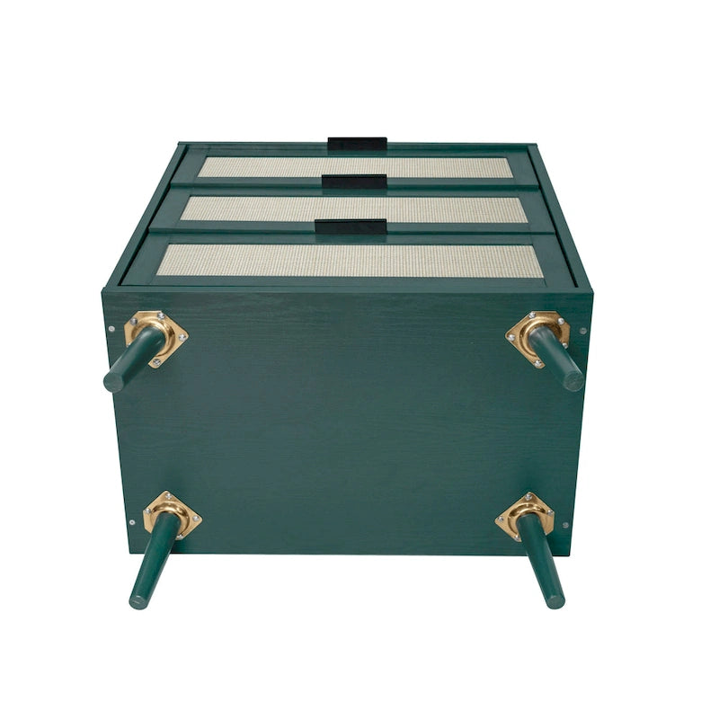 Table d'appoint en rotin à 3 tiroirs Noyer / Noir / Bleu / Naturel / Vert foncé – Utilisation par 1 personne