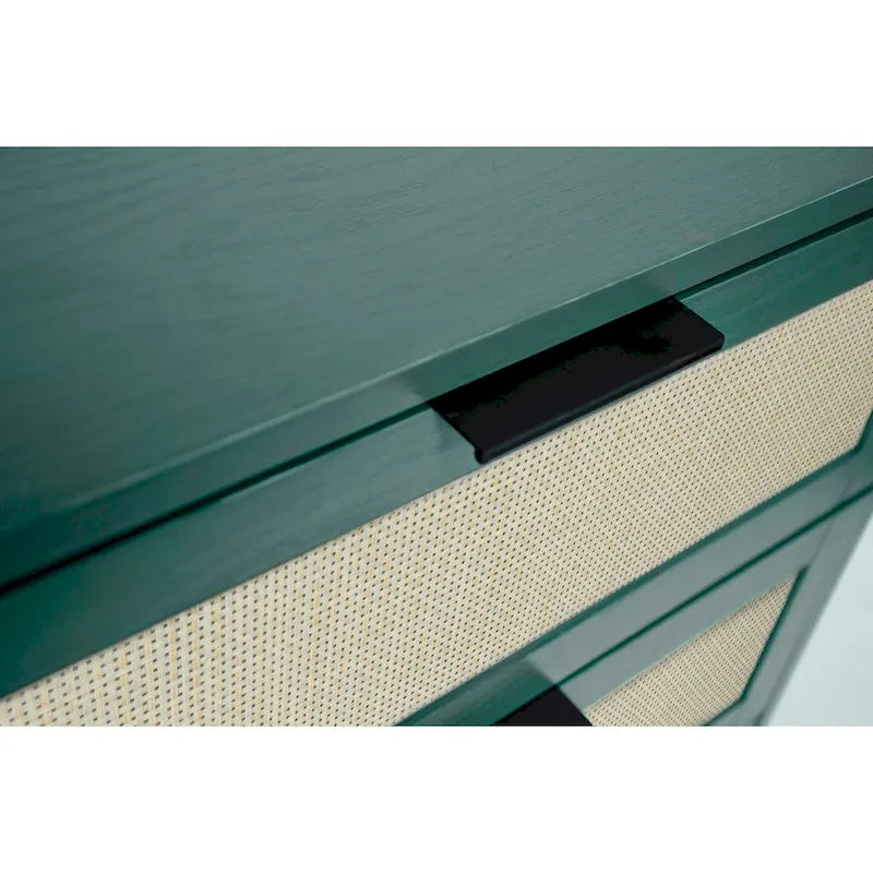 Table d'appoint en rotin à 3 tiroirs Noyer / Noir / Bleu / Naturel / Vert foncé – Utilisation par 1 personne