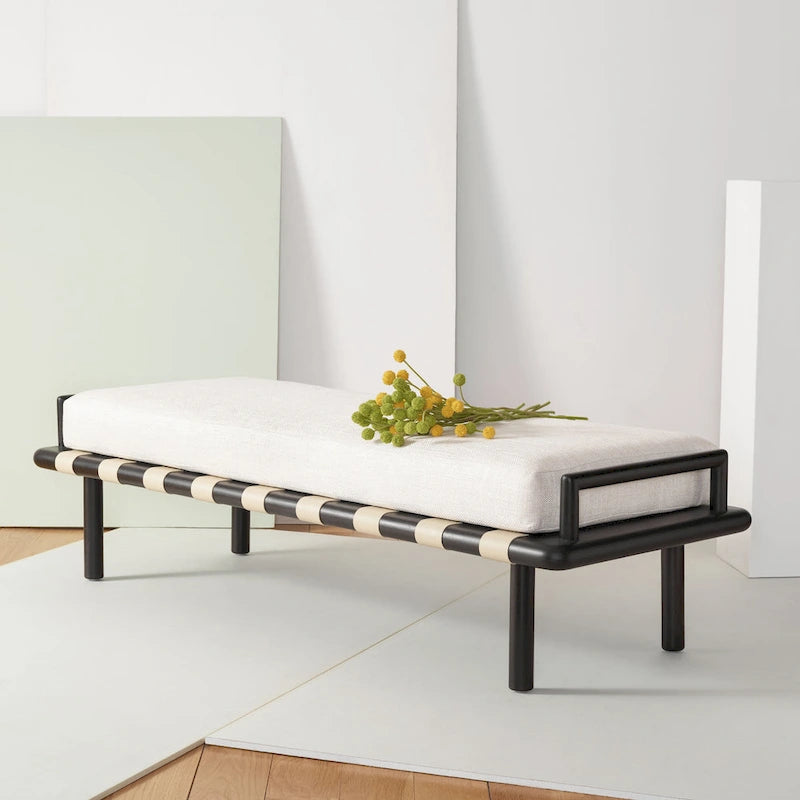 Banc en teck avec coussin - 70 L x 25,7 P x 18,5 H