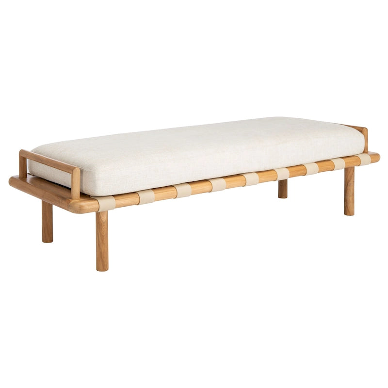 Banc en teck avec coussin - 70 L x 25,7 P x 18,5 H
