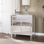 Armoire d'appoint de rangement à deux portes miroir scintillante et glamour