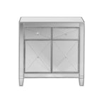 Armoire d'appoint de rangement à deux portes miroir scintillante et glamour