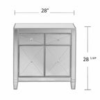 Armoire d'appoint de rangement à deux portes miroir scintillante et glamour