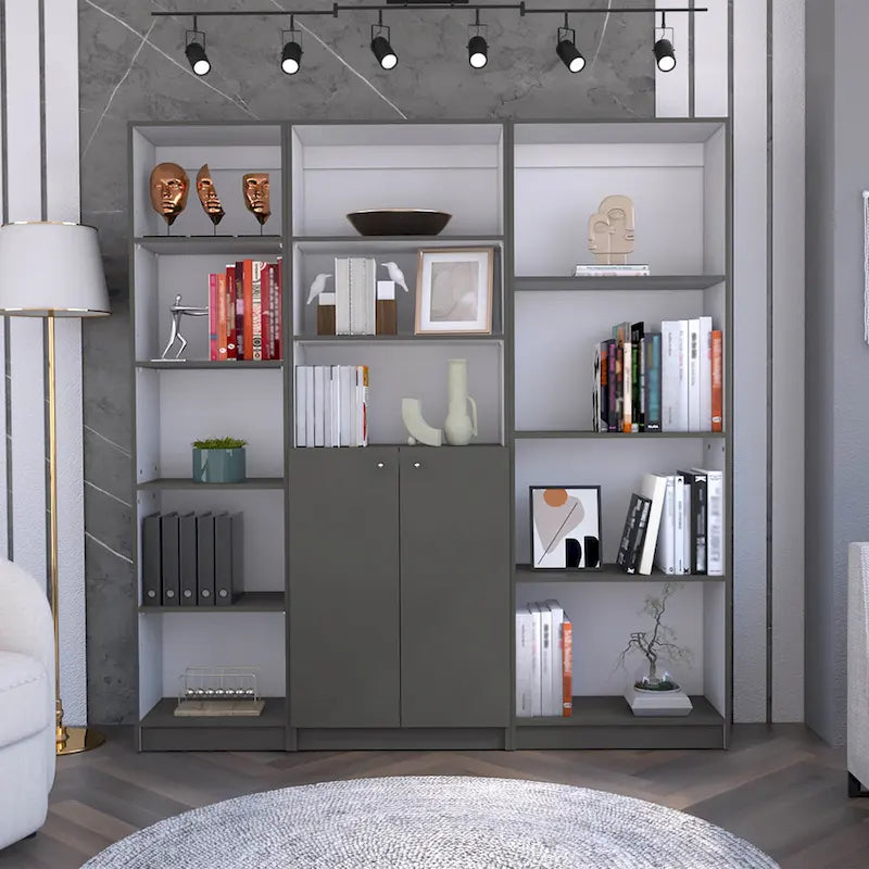 Kenyon 67 Wide 5-Shelf and Cabinet Bookcase Set of 3