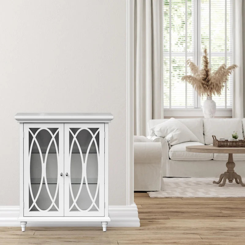 Meuble de rangement au sol indépendant à porte en verre coloré blanc pour 1