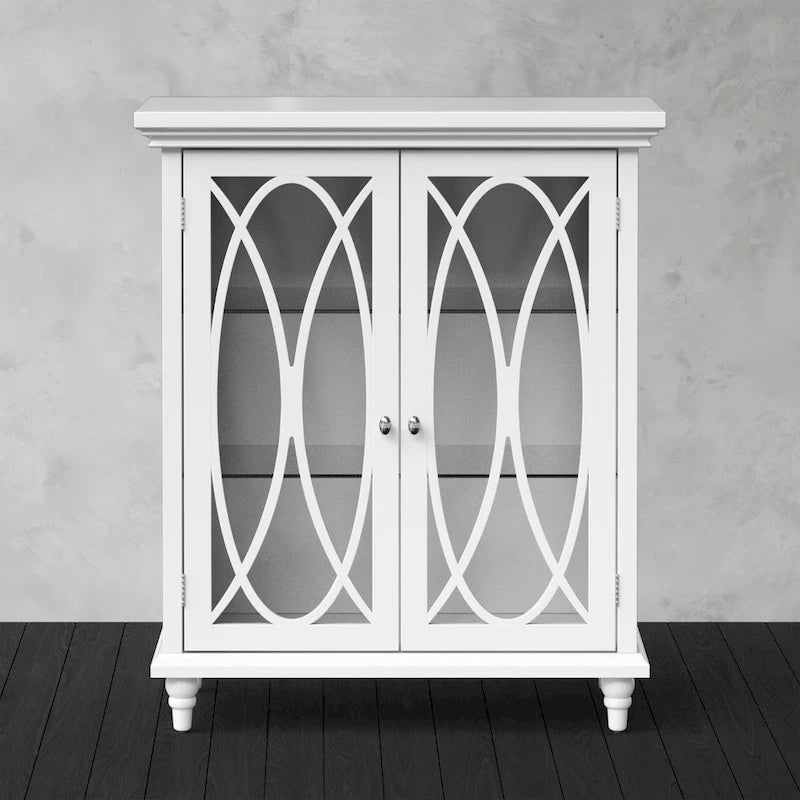 Meuble de rangement au sol indépendant à porte en verre coloré blanc pour 1