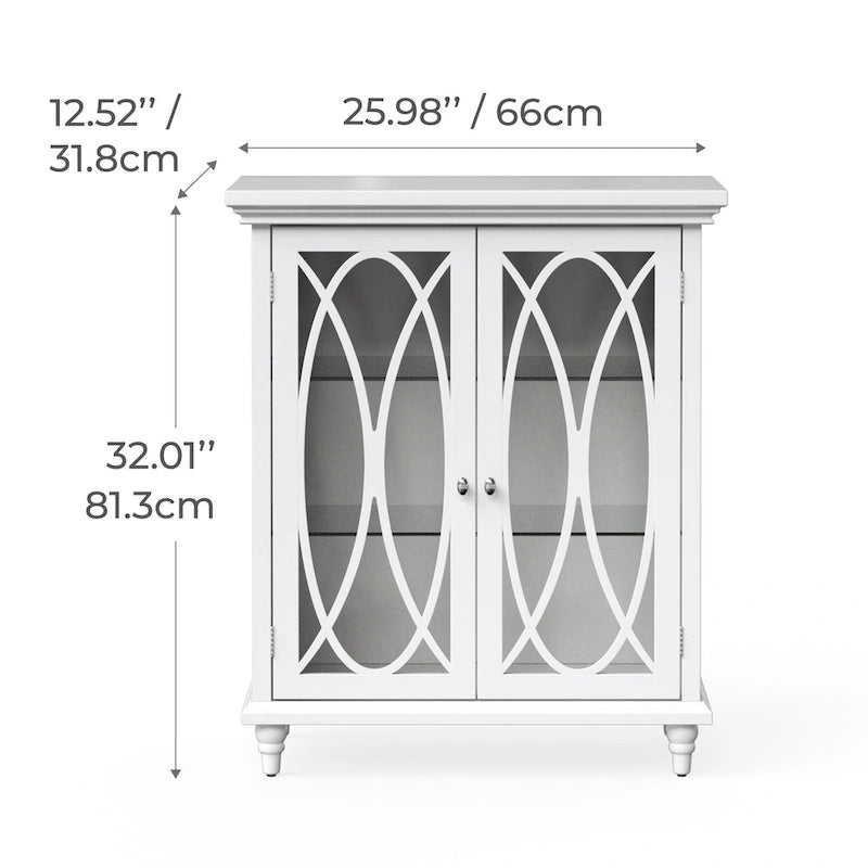 Meuble de rangement au sol indépendant à porte en verre coloré blanc pour 1