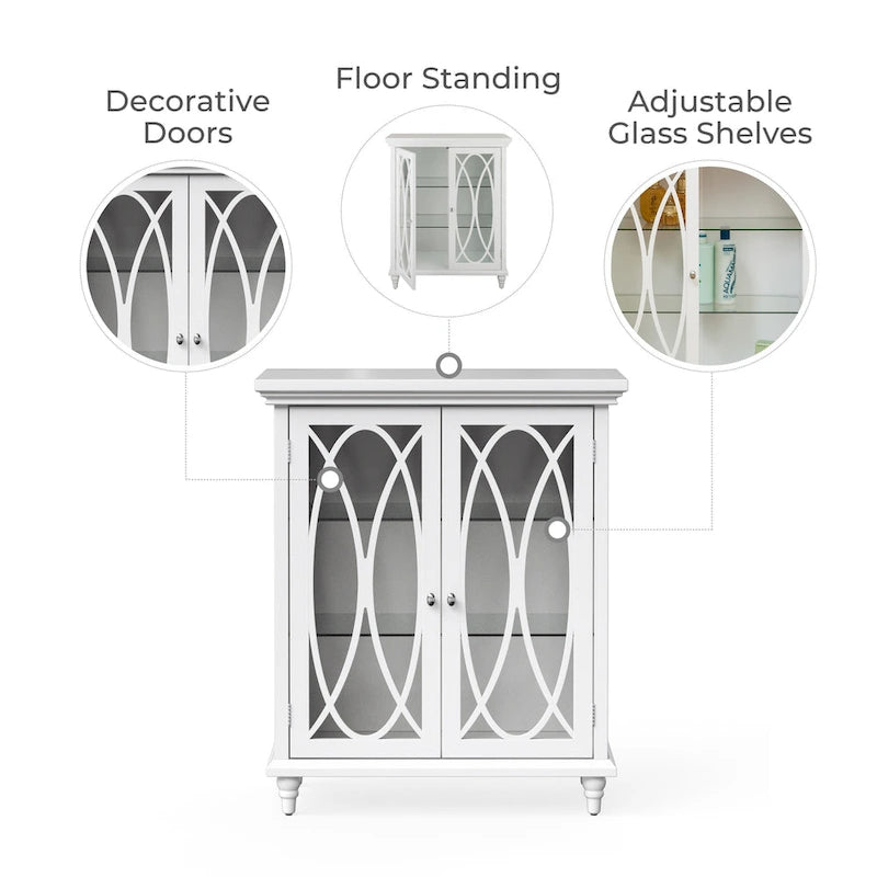 Meuble de rangement au sol indépendant à porte en verre coloré blanc pour 1