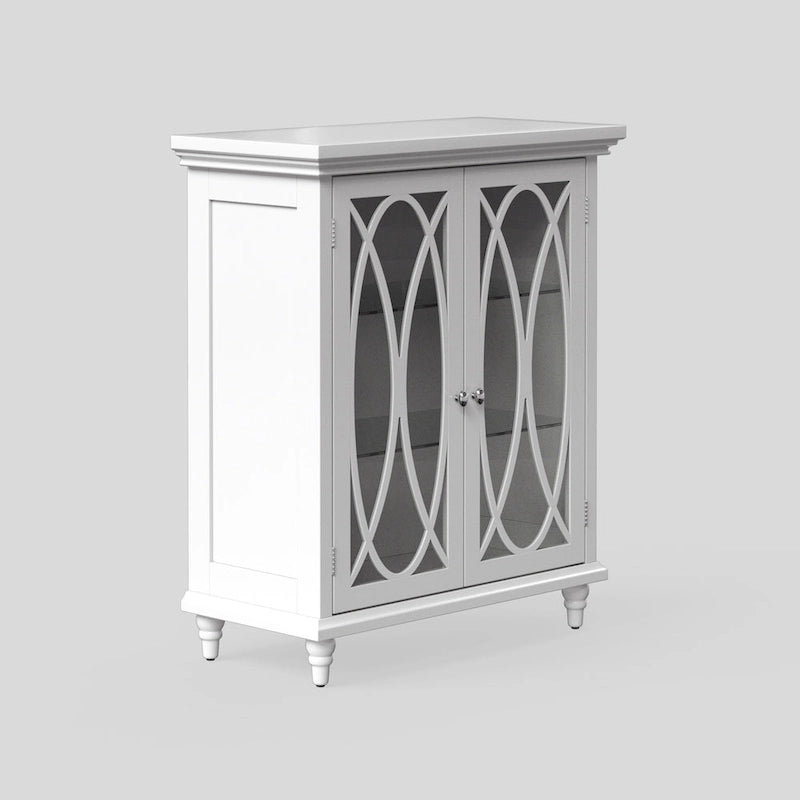 Meuble de rangement au sol indépendant à porte en verre coloré blanc pour 1