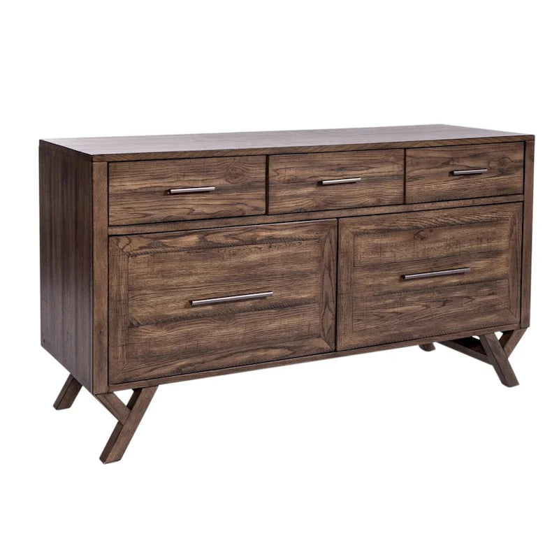 Bureau-crédence en bois de châtaignier patiné