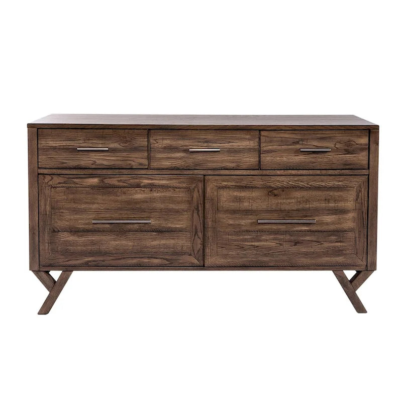 Bureau-crédence en bois de châtaignier patiné