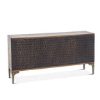 Buffet en bois de manguier bicolore marron avec portes vitrées