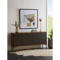 Buffet en bois de manguier bicolore marron avec portes vitrées