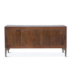 Buffet en bois de manguier bicolore marron avec portes vitrées