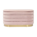 Banc de rangement en velours noir / crème / rose poudré – capitonné, base dorée, 1 place