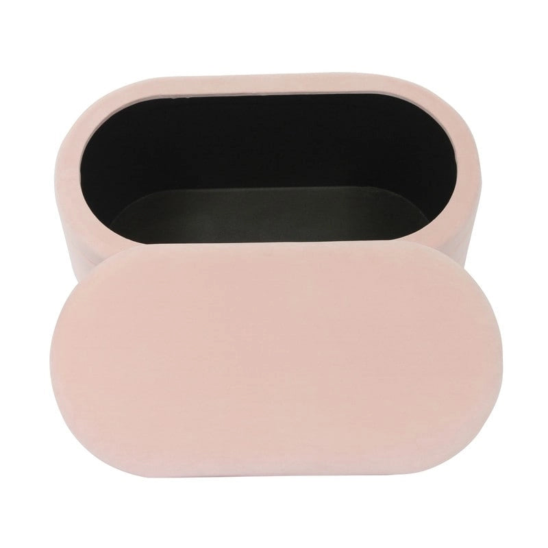 Banc de rangement en velours noir / crème / rose poudré – capitonné, base dorée, 1 place