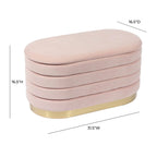 Banc de rangement en velours noir / crème / rose poudré – capitonné, base dorée, 1 place