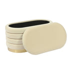 Banc de rangement en velours noir / crème / rose poudré – capitonné, base dorée, 1 place