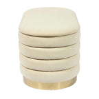 Banc de rangement en velours noir / crème / rose poudré – capitonné, base dorée, 1 place