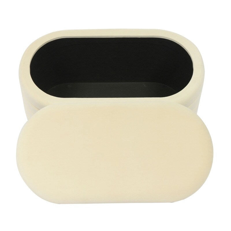 Banc de rangement en velours noir / crème / rose poudré – capitonné, base dorée, 1 place