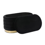 Banc de rangement en velours noir / crème / rose poudré – capitonné, base dorée, 1 place