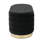 Banc de rangement en velours noir / crème / rose poudré – capitonné, base dorée, 1 place