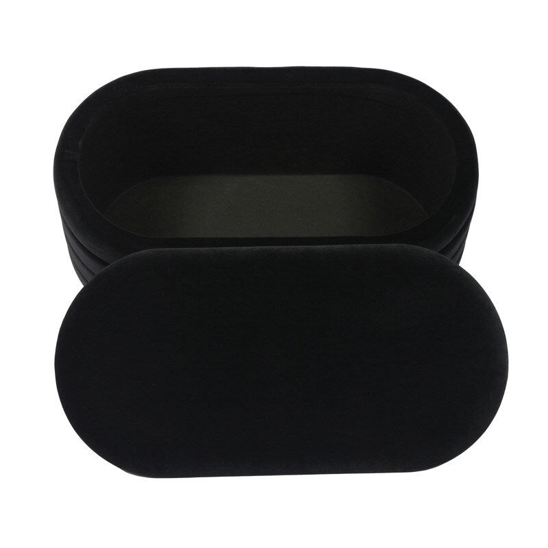 Banc de rangement en velours noir / crème / rose poudré – capitonné, base dorée, 1 place