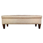 Banc de rangement long capitonné 10 boutons