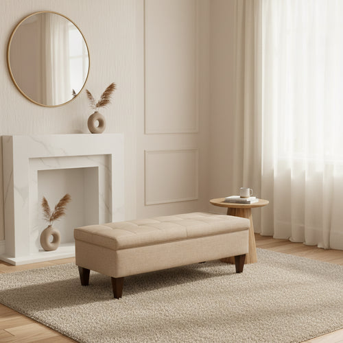 Brooke 10-button Tufted Upholstered Long Storage Bench Ottoman